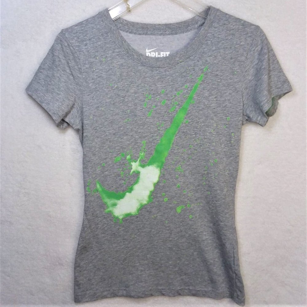 NIKE DrI Fit Gray Neon Green Tie Dye Swish Size Sm